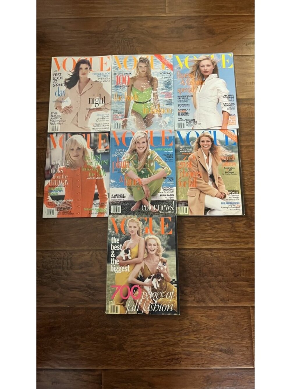 Vintage Lot of 7 1990s VOGUE Magazine Collector Set Fashion